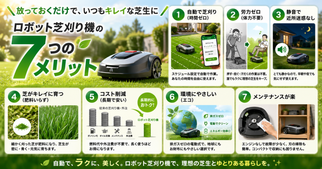 ロボット芝刈り機の7つのメリット